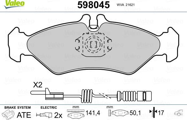 Valeo 598045 - Kit pastiglie freno, Freno a disco www.autoricambit.com