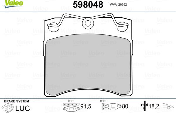 Valeo 598048 - Kit pastiglie freno, Freno a disco www.autoricambit.com