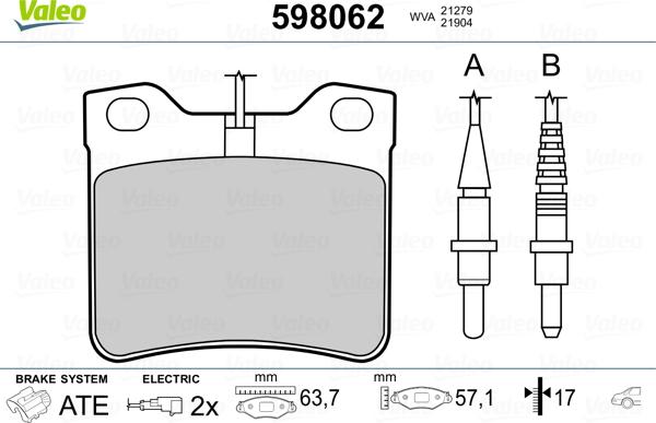 Valeo 598062 - Kit pastiglie freno, Freno a disco www.autoricambit.com