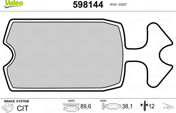 Valeo 598144 - Kit pastiglie freno, Freno a disco www.autoricambit.com