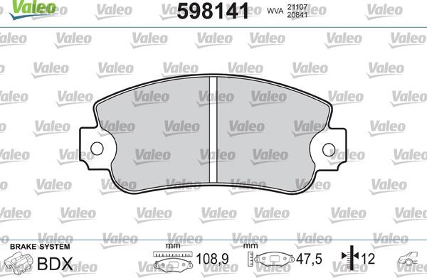 Valeo 598141 - Kit pastiglie freno, Freno a disco www.autoricambit.com