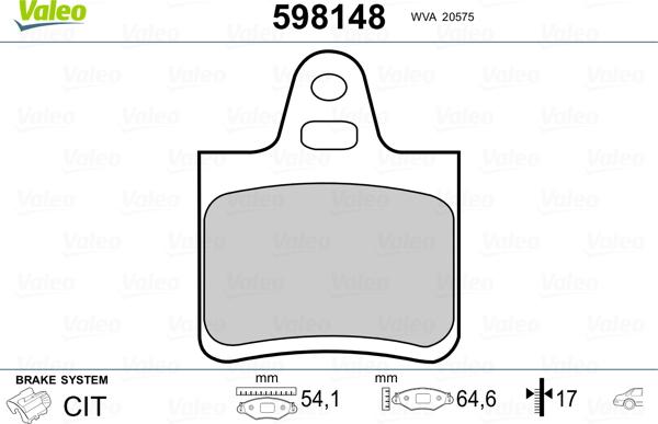 Valeo 598148 - Kit pastiglie freno, Freno a disco www.autoricambit.com