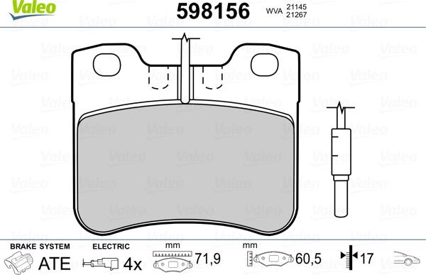 Valeo 598156 - Kit pastiglie freno, Freno a disco www.autoricambit.com