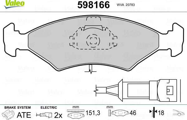 Valeo 598166 - Kit pastiglie freno, Freno a disco www.autoricambit.com