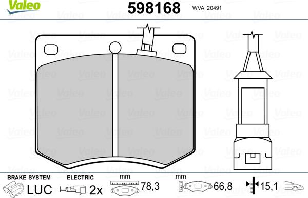 Valeo 598168 - Kit pastiglie freno, Freno a disco www.autoricambit.com