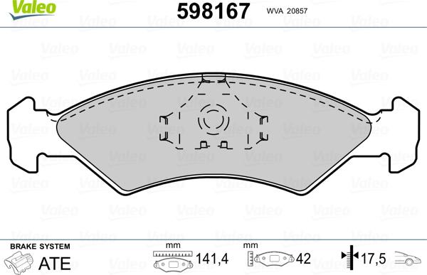 Valeo 598167 - Kit pastiglie freno, Freno a disco www.autoricambit.com