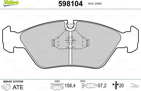 Valeo 598104 - Kit pastiglie freno, Freno a disco www.autoricambit.com