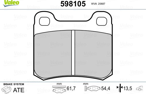 Valeo 598105 - Kit pastiglie freno, Freno a disco www.autoricambit.com