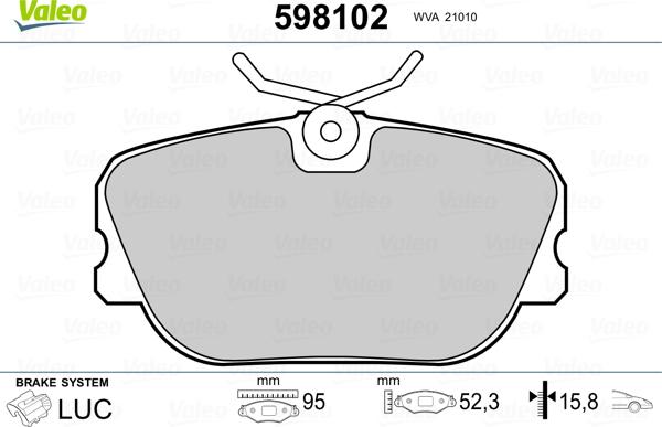 Valeo 598102 - Kit pastiglie freno, Freno a disco www.autoricambit.com