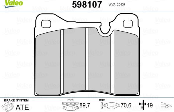 Valeo 598107 - Kit pastiglie freno, Freno a disco www.autoricambit.com