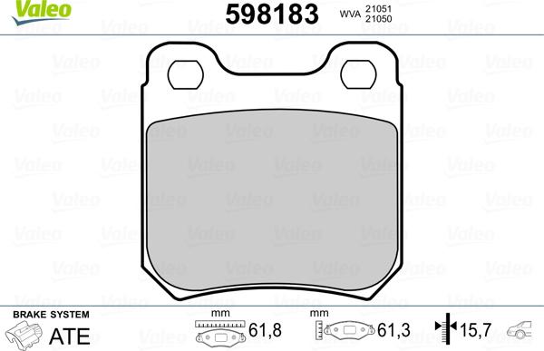 Valeo 598183 - Kit pastiglie freno, Freno a disco www.autoricambit.com