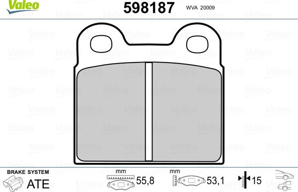 Valeo 598187 - Kit pastiglie freno, Freno a disco www.autoricambit.com