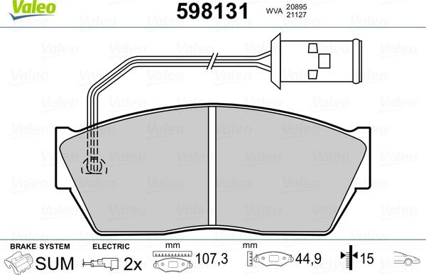 Valeo 598131 - Kit pastiglie freno, Freno a disco www.autoricambit.com