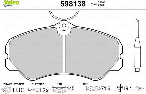 Valeo 598138 - Kit pastiglie freno, Freno a disco www.autoricambit.com