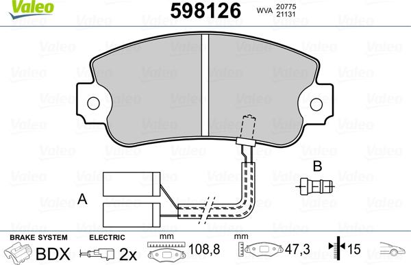 Valeo 598126 - Kit pastiglie freno, Freno a disco www.autoricambit.com