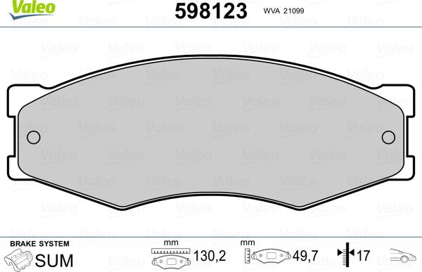 Valeo 598123 - Kit pastiglie freno, Freno a disco www.autoricambit.com