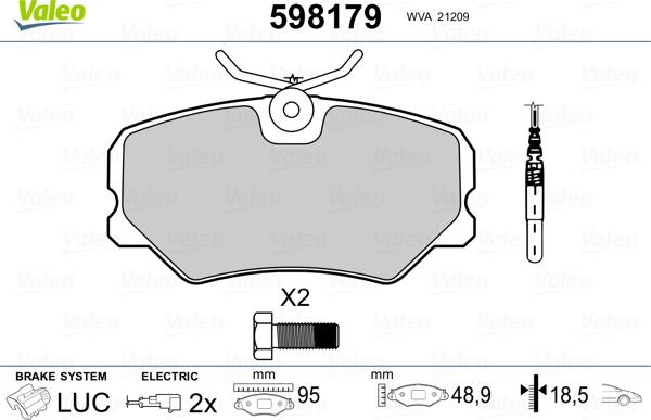 Valeo 598179 - Kit pastiglie freno, Freno a disco www.autoricambit.com