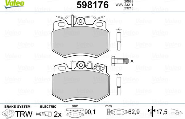 Valeo 598176 - Kit pastiglie freno, Freno a disco www.autoricambit.com