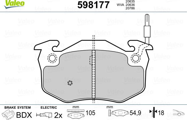 Valeo 598177 - Kit pastiglie freno, Freno a disco www.autoricambit.com