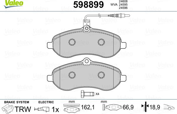 Valeo 598899 - Kit pastiglie freno, Freno a disco www.autoricambit.com