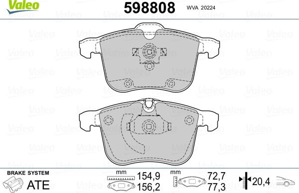 Valeo 598808 - Kit pastiglie freno, Freno a disco www.autoricambit.com