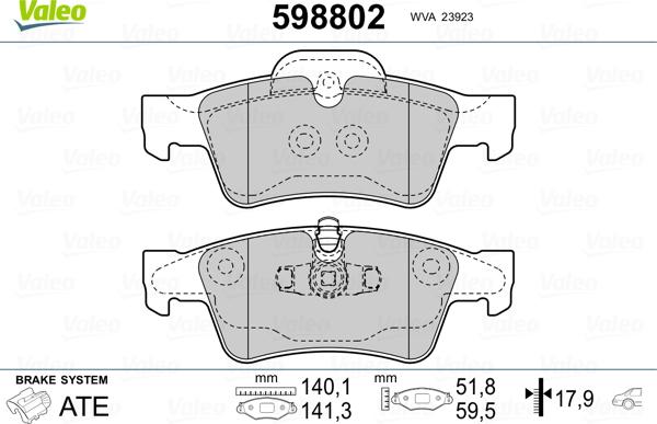 Valeo 598802 - Kit pastiglie freno, Freno a disco www.autoricambit.com