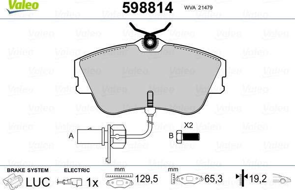 Valeo 598814 - Kit pastiglie freno, Freno a disco www.autoricambit.com