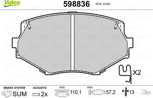 Valeo 598836 - Kit pastiglie freno, Freno a disco www.autoricambit.com