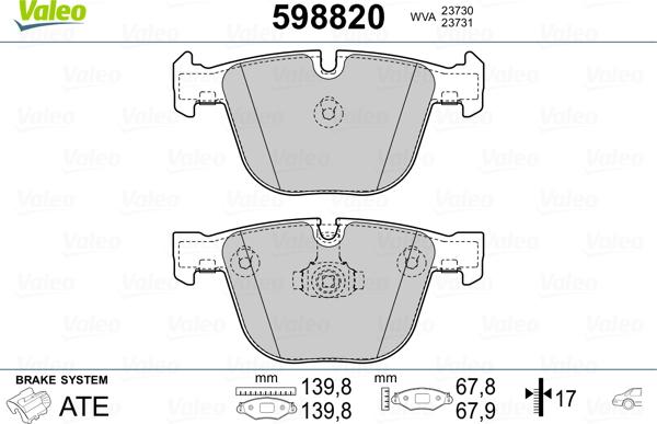 Valeo 598820 - Kit pastiglie freno, Freno a disco www.autoricambit.com