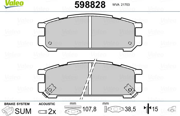 Valeo 598828 - Kit pastiglie freno, Freno a disco www.autoricambit.com