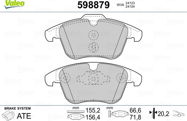 Valeo 598879 - Kit pastiglie freno, Freno a disco www.autoricambit.com