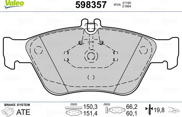 Valeo 598357 - Kit pastiglie freno, Freno a disco www.autoricambit.com