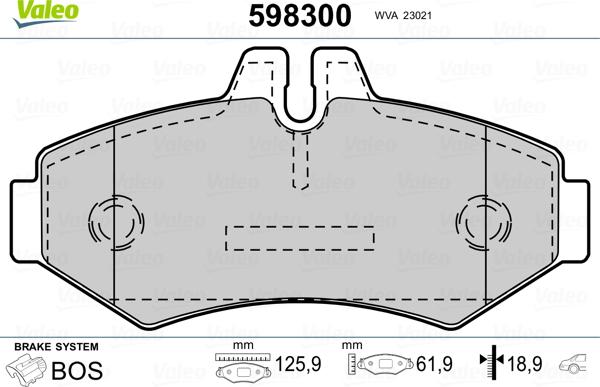 Valeo 598300 - Kit pastiglie freno, Freno a disco www.autoricambit.com