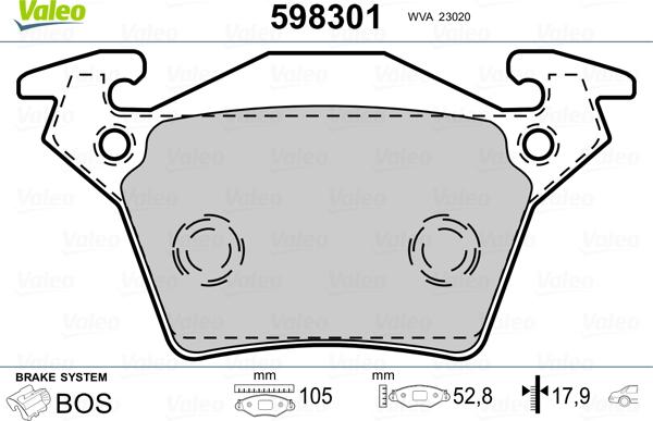 Valeo 598301 - Kit pastiglie freno, Freno a disco www.autoricambit.com