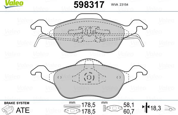 Valeo 598317 - Kit pastiglie freno, Freno a disco www.autoricambit.com