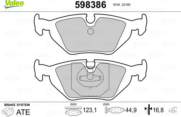 Valeo 598386 - Kit pastiglie freno, Freno a disco www.autoricambit.com