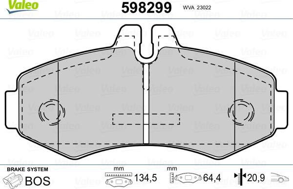 Valeo 598299 - Kit pastiglie freno, Freno a disco www.autoricambit.com