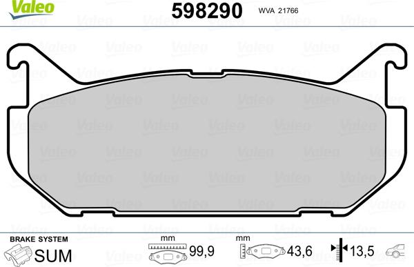 Valeo 598290 - Kit pastiglie freno, Freno a disco www.autoricambit.com