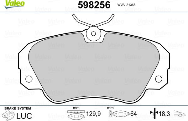 Valeo 598256 - Kit pastiglie freno, Freno a disco www.autoricambit.com