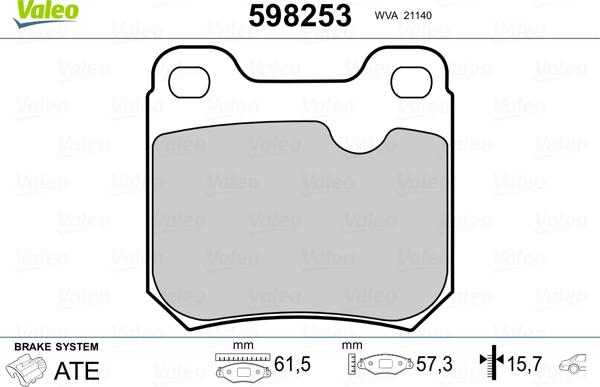 Valeo 598253 - Kit pastiglie freno, Freno a disco www.autoricambit.com