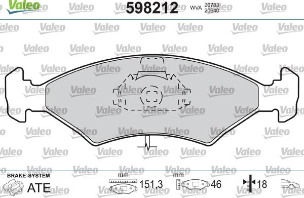 Valeo 598212 - Kit pastiglie freno, Freno a disco www.autoricambit.com