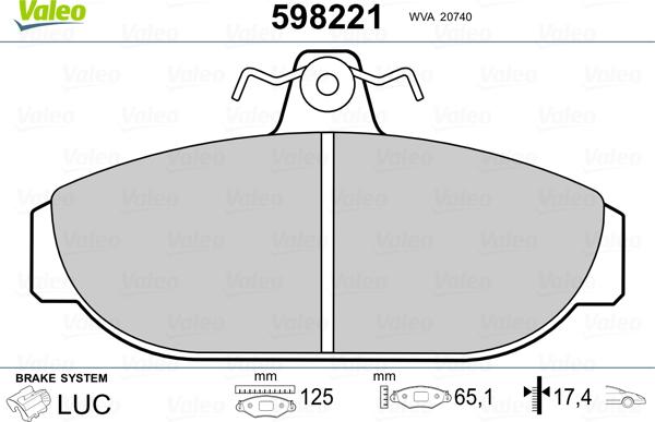 Valeo 598221 - Kit pastiglie freno, Freno a disco www.autoricambit.com