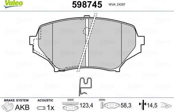 Valeo 598745 - Kit pastiglie freno, Freno a disco www.autoricambit.com