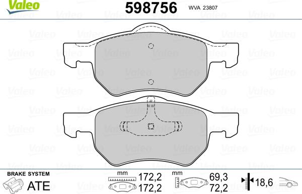 Valeo 598756 - Kit pastiglie freno, Freno a disco www.autoricambit.com