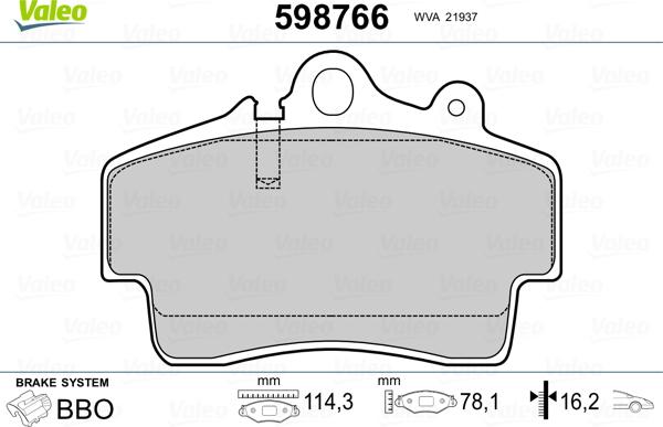 Valeo 598766 - Kit pastiglie freno, Freno a disco www.autoricambit.com