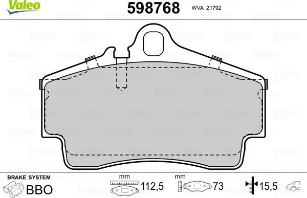 Valeo 598768 - Kit pastiglie freno, Freno a disco www.autoricambit.com