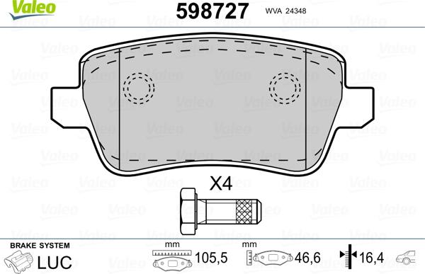 Valeo 598727 - Kit pastiglie freno, Freno a disco www.autoricambit.com