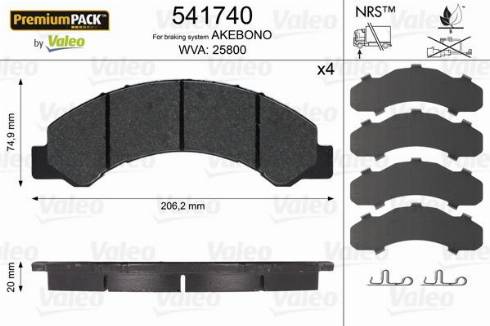 Valeo 541740 - Kit pastiglie freno, Freno a disco www.autoricambit.com