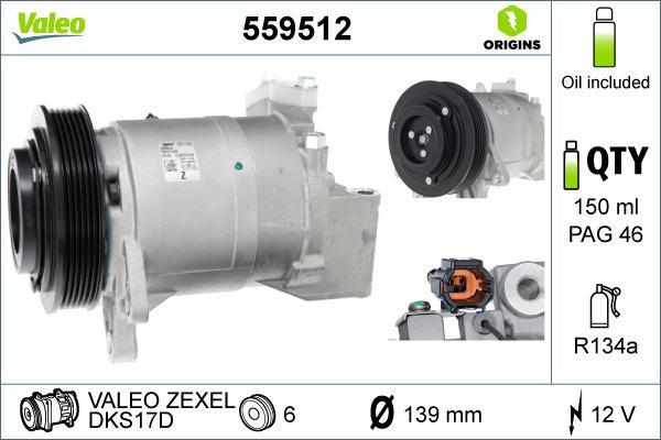 Valeo 559512 - Compressore, Climatizzatore www.autoricambit.com