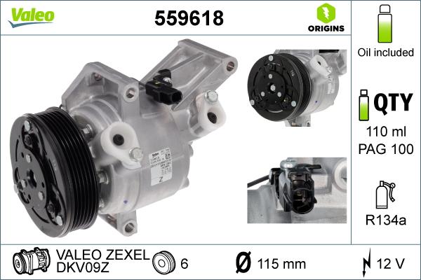 Valeo 559618 - Compressore, Climatizzatore www.autoricambit.com